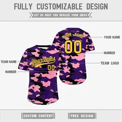Purple Light Pink White Camo Reversible Pullover Baseball Jersey 3