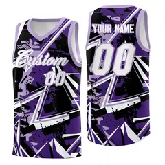 Purple Light Purple Abstract Graffiti Basketball Jersey 1