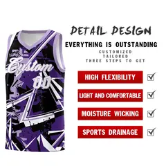 Purple Light Purple Abstract Graffiti Basketball Jersey 2