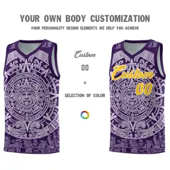 Purple Light Purple Aztec Sun Stone Graffiti Basketball Jersey 3