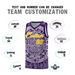 Purple Light Purple Aztec Sun Stone Graffiti Basketball Jersey 4