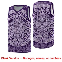 Purple Light Purple Aztec Sun Stone Graffiti Basketball Jersey 6