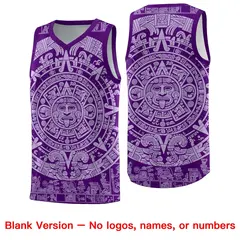 Purple Light Purple Aztec Sun Stone Graffiti Wrinkle-Resistant Basketball Jersey 6