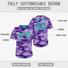 Purple Light Purple Bright Green Camo Reversible Pullover Baseball Jersey 3