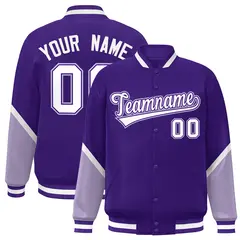 Purple Light Purple Color Block Varsity Letterman Jacket 1