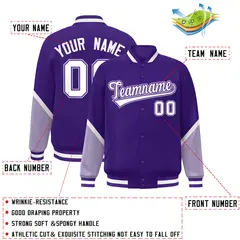 Purple Light Purple Color Block Varsity Letterman Jacket 2