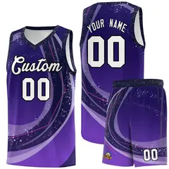Purple Light Purple Galaxy Graffiti Basketball Jersey 1