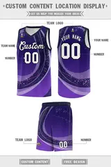 Purple Light Purple Galaxy Graffiti Basketball Jersey 2