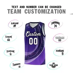 Purple Light Purple Galaxy Graffiti Basketball Jersey 3