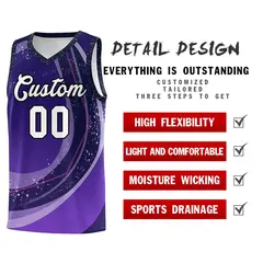 Purple Light Purple Galaxy Graffiti Basketball Jersey 4
