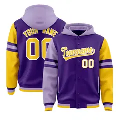 Purple Light Purple-Gold Varsity Three Stripes Raglan Jacket Hoodie 1