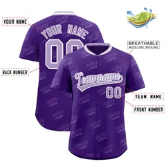 Purple Light Purple Graffiti Full Button Baseball Jersey 2