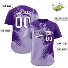 Purple Light Purple Ink Pattern Authentic Baseball Jersey 2