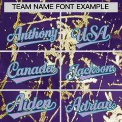 Purple Light Purple Metallic Gold Splatter Baseball Jersey 4