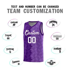 Purple Light Purple Puzzle Pattern Splid Basketball Kits 4