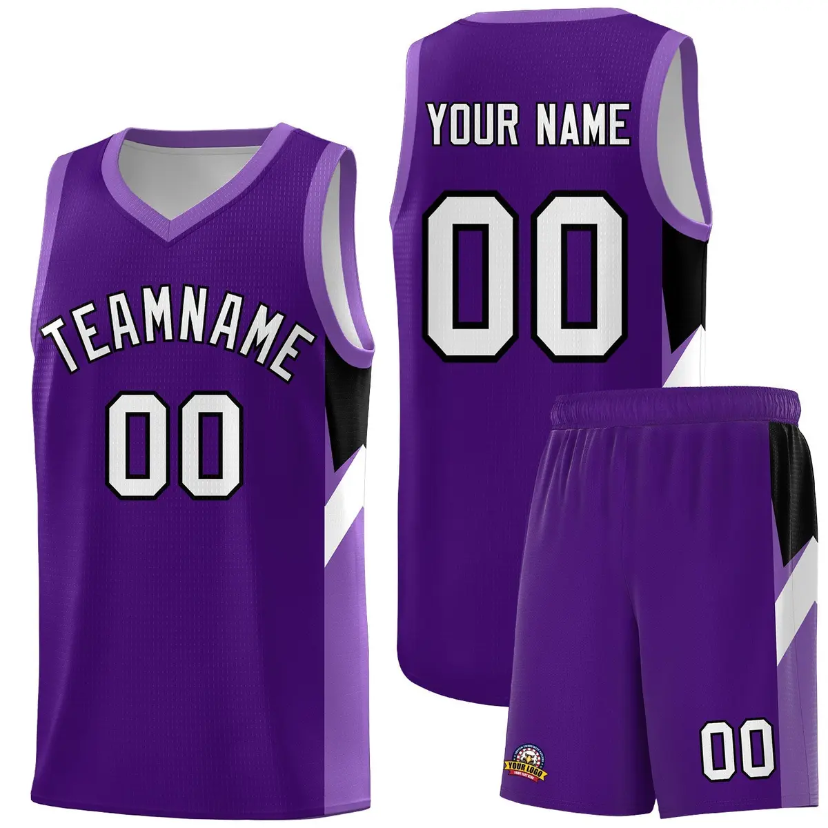 Purple Light Purple Side Design Basketball Jersey