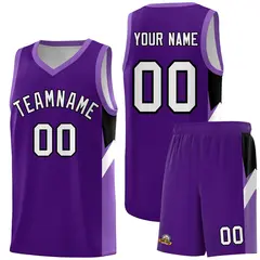 Purple Light Purple Side Design Basketball Jersey