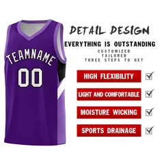 Purple Light Purple Side Design Basketball Jersey 2