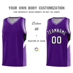 Purple Light Purple Side Design Basketball Jersey 3