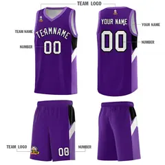 Purple Light Purple Side Design Basketball Jersey 5