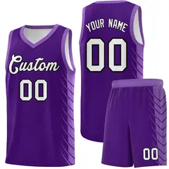 Purple Light Purple Side Symmetrical Line Pattern Basketball Jersey