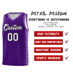 Purple Light Purple Side Symmetrical Line Pattern Basketball Jersey 2