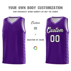 Purple Light Purple Side Symmetrical Line Pattern Basketball Jersey 3