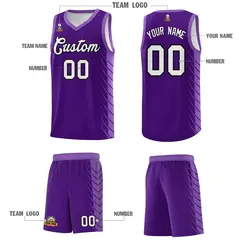 Purple Light Purple Side Symmetrical Line Pattern Basketball Jersey 5