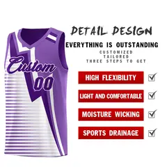 Purple Light Purple White Gradient Lightning Stripe Reversible Basketball Jersey Sets 3