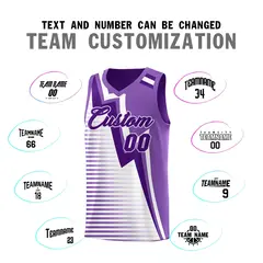 Purple Light Purple White Gradient Lightning Stripe Reversible Basketball Jersey Sets 4