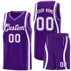 Purple Light Purple-White Ribbon Pattern Basketball Kits