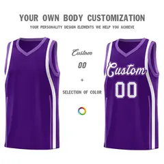 Purple Light Purple-White Ribbon Pattern Basketball Kits 3