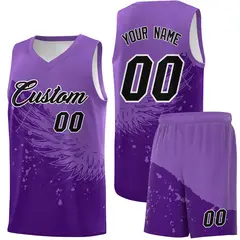 Purple Light Purple Wing Pattern Basketball Jersey 1
