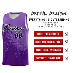 Purple Light Purple Wing Pattern Basketball Jersey 2