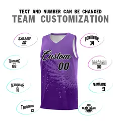 Purple Light Purple Wing Pattern Basketball Jersey 4