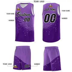 Purple Light Purple Wing Pattern Basketball Jersey 5