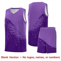 Purple Light Purple Wing Pattern Basketball Jersey 7