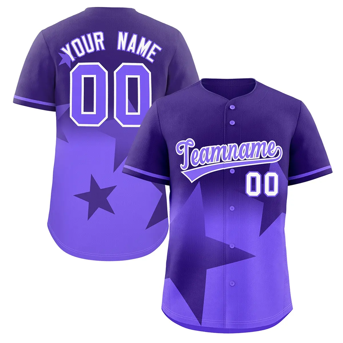 Purple Lt Purple Gradient Star Graffiti Baseball Jersey