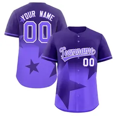 Purple Lt Purple Gradient Star Graffiti Baseball Jersey