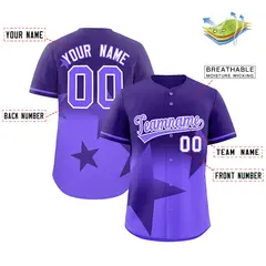 Purple Lt Purple Gradient Star Graffiti Baseball Jersey 2
