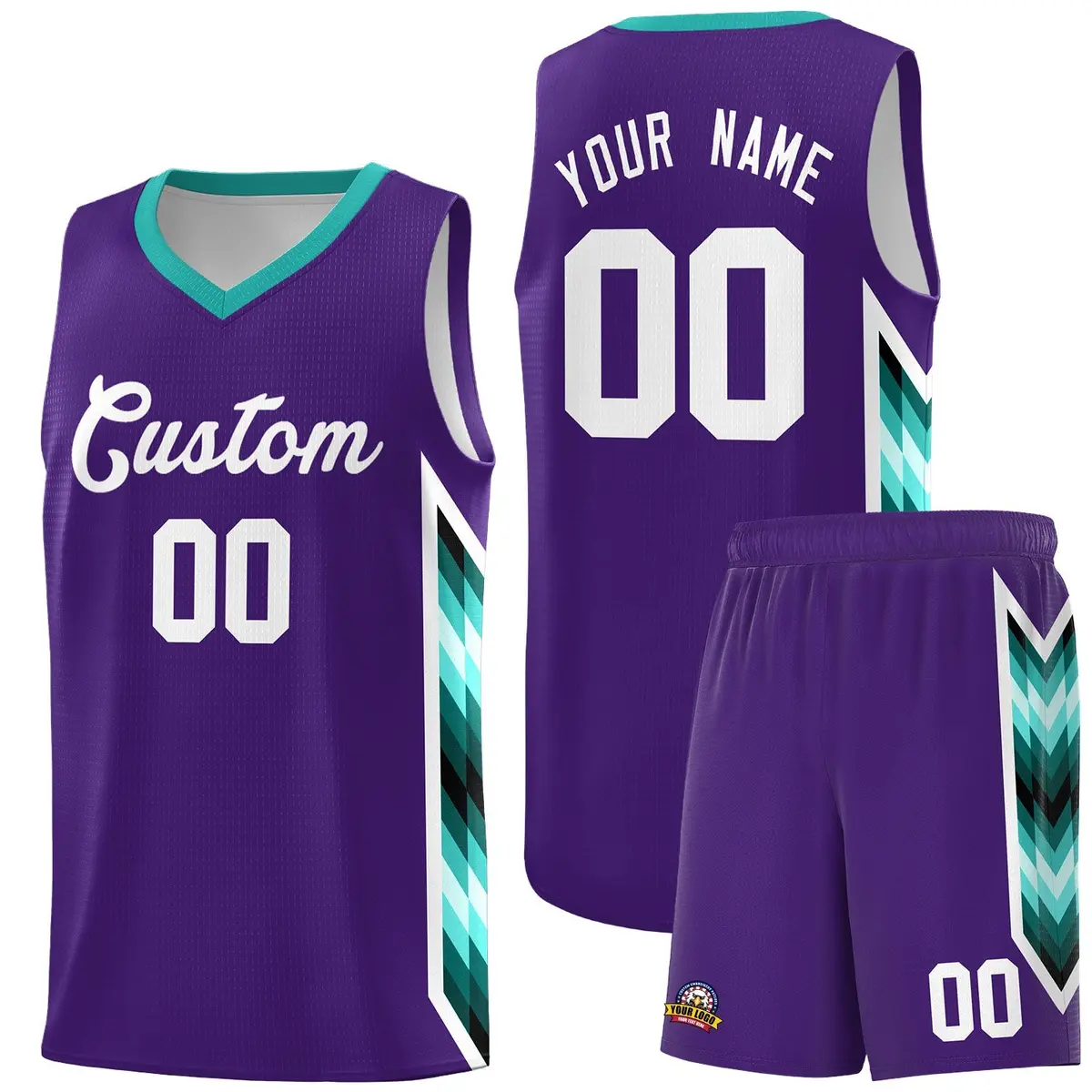 Purple Mosaic Gradient Fashion Basketball Jersey Uniform