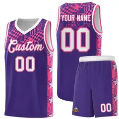 Purple Mosaic Stars Pattern Basketball Jersey