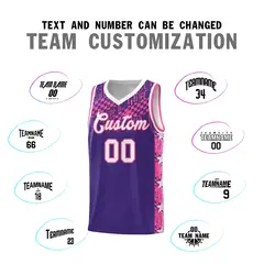 Purple Mosaic Stars Pattern Basketball Jersey 4
