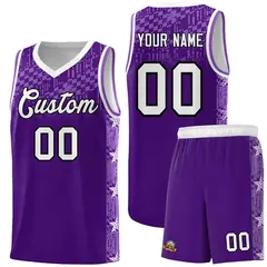 Purple Mosaic Stars Pattern Basketball Jersey