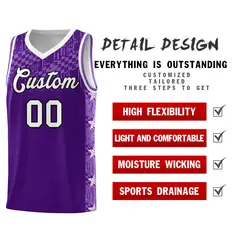 Purple Mosaic Stars Pattern Basketball Jersey 2