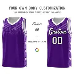 Purple Mosaic Stars Pattern Basketball Jersey 3
