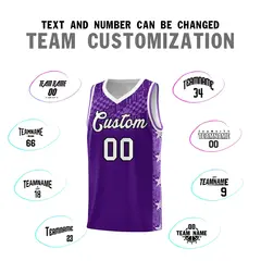 Purple Mosaic Stars Pattern Basketball Jersey 4