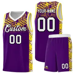 Purple Mosaic Stars Pattern Basketball Jersey
