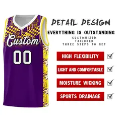 Purple Mosaic Stars Pattern Basketball Jersey 2