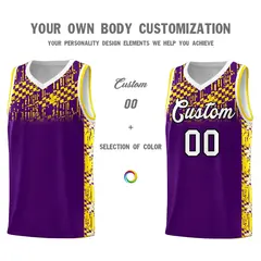 Purple Mosaic Stars Pattern Basketball Jersey 3
